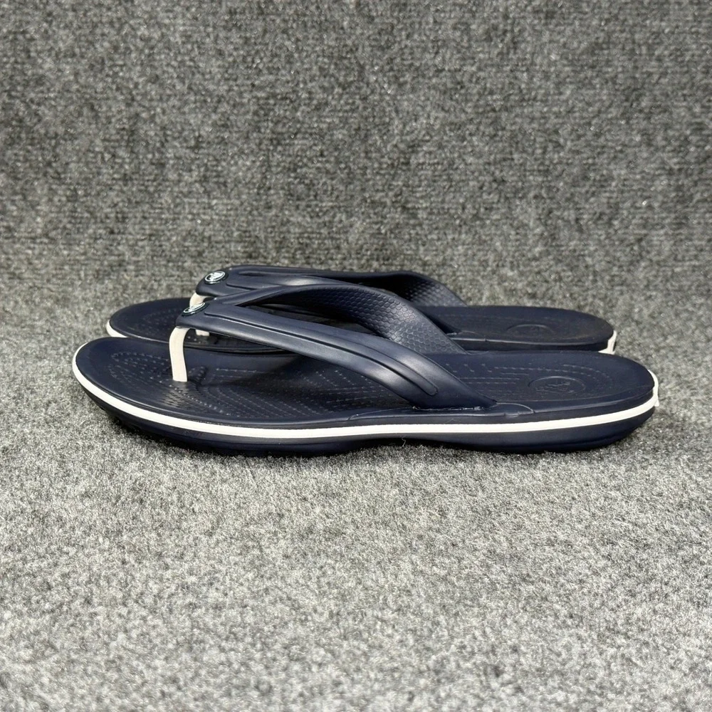 Crocs Crocband Flip Flops Women's 8 Blue White Summer Beach Thong Sandals